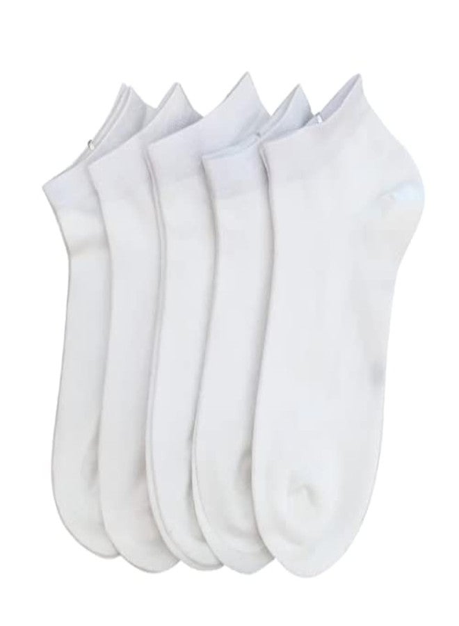SERISIMPLE Women Viscose Bamboo Ankle Socks Low Cut Thin Sock Lightweight Pastal Color Soft Sock 5 Pairs(White, Small) - Image 1
